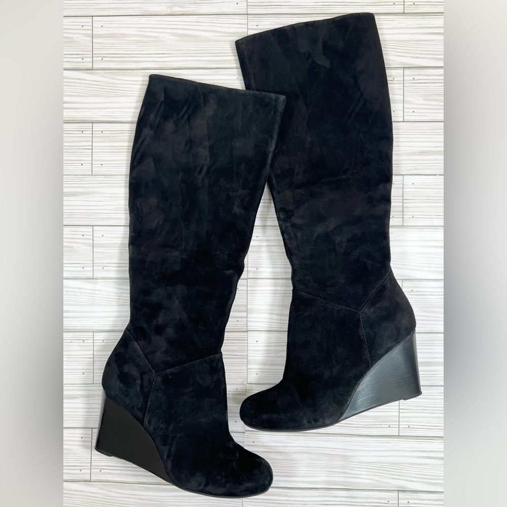 COLE HAAN x Nike Air Black Suede Cora Wedge Knee High Boot Size 8